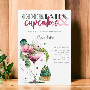 Invitation Cocktails & Cupcakes Fête des mariées moderne