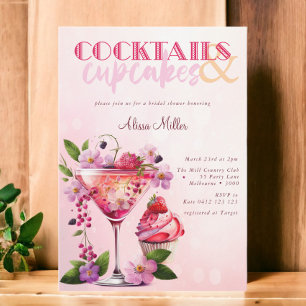 Invitation Cocktails & Cupcakes Fête des mariées moderne