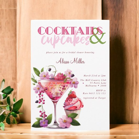 Invitation Cocktails & Cupcakes Fête des mariées moderne