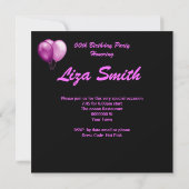 Invitation Cocktails de Champagne Rosé Noir Anniversaire (Dos)