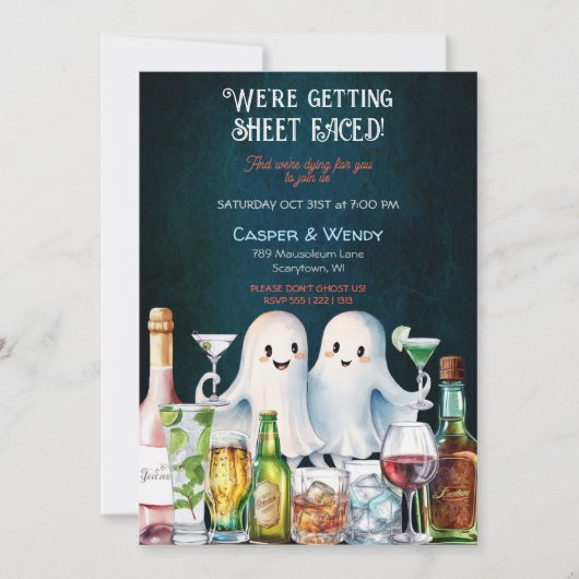 Invitation Cocktails de fantômes d'Halloween (Devant)