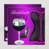 Invitation Cocktails de la fête de la Bachelorette Magenta Bl (Devant / Derrière)