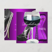 Invitation Cocktails de la fête de la Bachelorette Magenta Bl (Devant / Derrière)