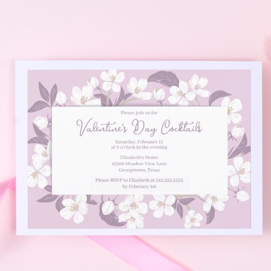 Invitation Cocktails de la Saint Valentin Galentines florales
