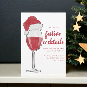 Invitation Cocktails de Noël festifs Fête Fête