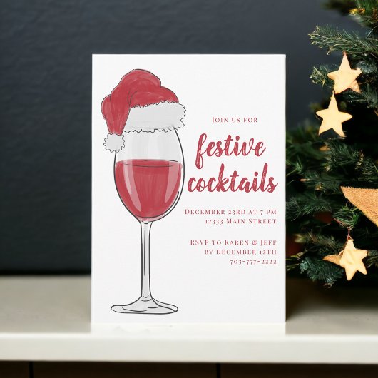 Invitation Cocktails de Noël festifs Fête Fête
