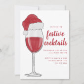 Invitation Cocktails de Noël festifs Fête Fête (Devant)