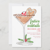 Invitation Cocktails de Noël festifs Martini (Devant)