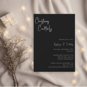 Invitation Cocktails de Noël Script moderne Fête de Vacances