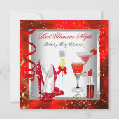 Invitation Cocktails de nuit Red Glamor Champagne Party (Devant)