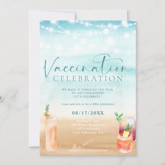 Invitation Cocktails de plage Célébration de vaccination (Devant)