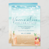 Invitation Cocktails de plage Célébration de vaccination (Devant / Derrière)