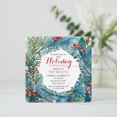 Invitation Cocktails de vacances Élégante couronne de fleurs  (Debout devant)