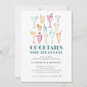 Invitation Cocktails Dessinés à la main Couples Douche Mariag (Devant)