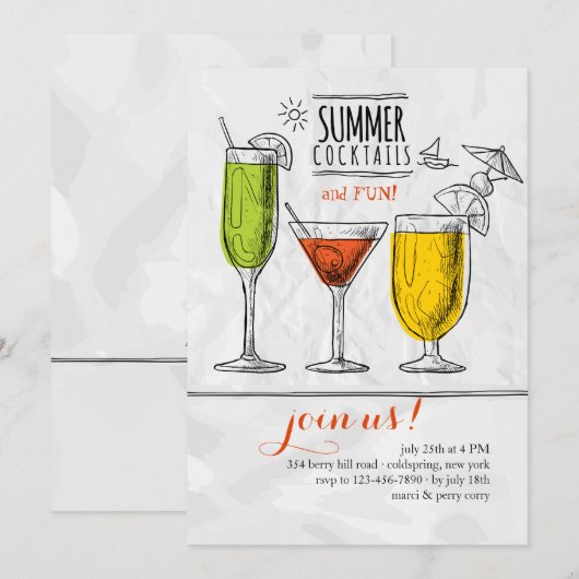 Invitation Cocktails d'été (Devant / Derrière)