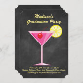 Invitation Cocktails d'été Graduation Party - Chalkboard (Devant / Derrière)