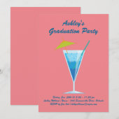 Invitation Cocktails d'été Graduation Party - Coral (Devant / Derrière)