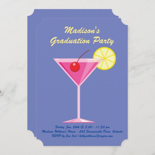 Invitation Cocktails d'été Graduation Party - violet (Devant / Derrière)