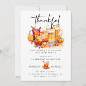 Invitation Cocktails Drôle Thanksgiving Dîner (Devant)