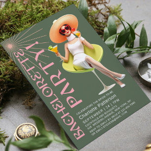 Invitation Cocktails élégants Retro Bachelorette Party