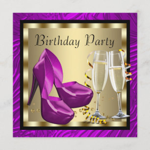 Invitation Cocktails Escarpins Zèbre Violet Anniversaire