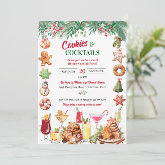 Invitation Cocktails et biscuits de Noël Fête de Noël (Debout devant)