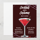 Invitation Cocktails et costumes Fête d'Halloween (Devant / Derrière)