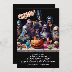 Invitation Cocktails et costumes Fête d'Halloween