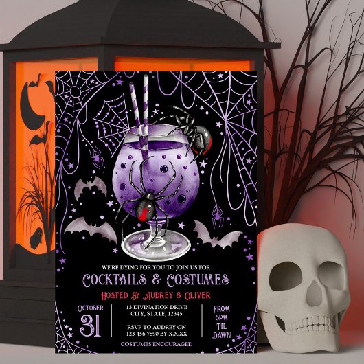 Invitation Cocktails et costumes Halloween Black Widow