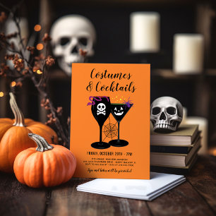 Invitation Cocktails et costumes Orange Halloween Party