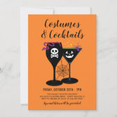 Invitation Cocktails et costumes Orange Halloween Party (Devant)