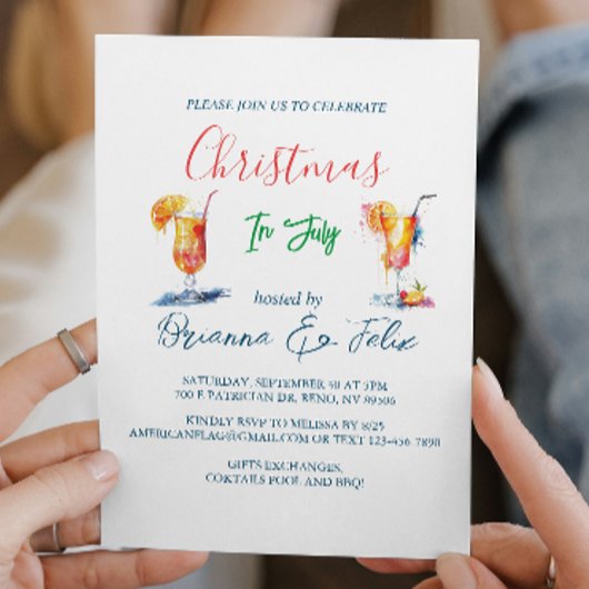 Invitation Cocktails Été À Noël En Juillet