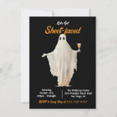 Invitation Cocktails Fantômes Face À La Feuille Fête D'Hallow (Devant)