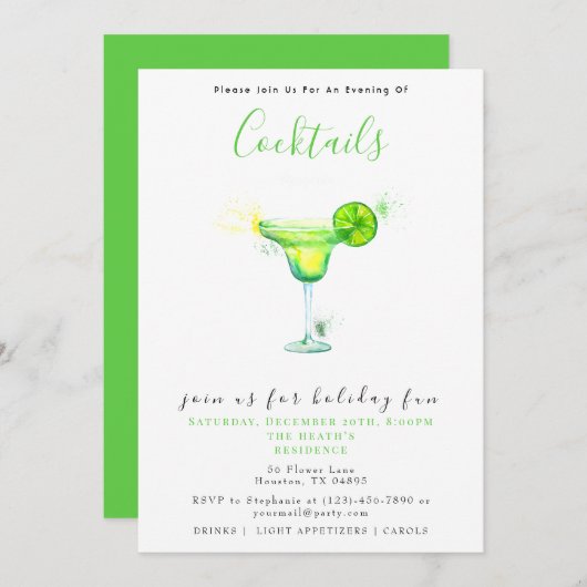 Invitation Cocktails festifs Noël (Devant / Derrière)