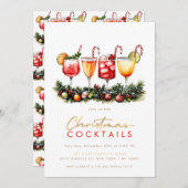 Invitation Cocktails Festive Boissons Fête de Noël (Devant / Derrière)