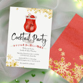 Invitation Cocktails Fête de Noël Boisson Rouge Or