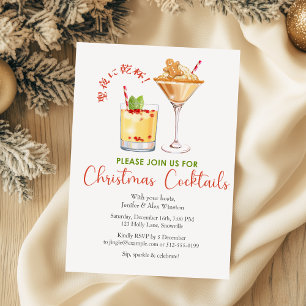 Invitation Cocktails Fête de Noël Gingerbread Aquarelle