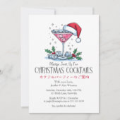 Invitation Cocktails Fête de Noël Santa Hat Boire Rouge (Devant)
