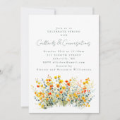Invitation Cocktails Fleur sauvage Jaune Orange Conversations (Devant)