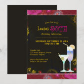 Invitation Cocktails Floral Party 30e anniversaire (Devant / Derrière)