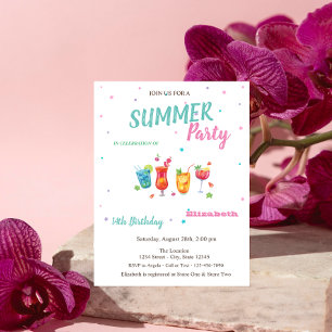 Invitation Cocktails Fruits Été Anniversaire