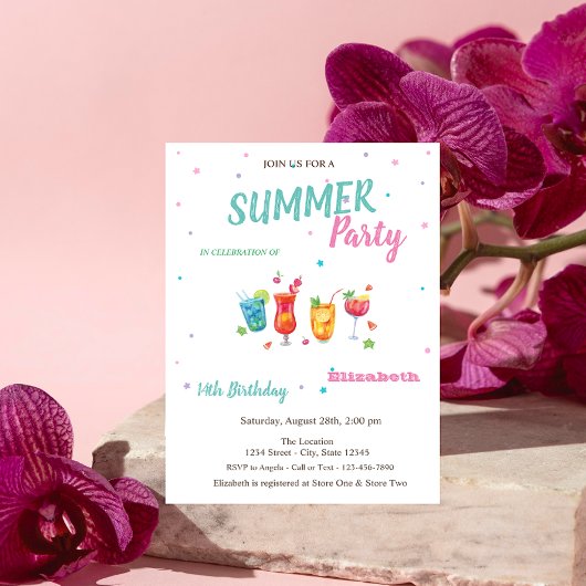 Invitation Cocktails Fruits Été Anniversaire 