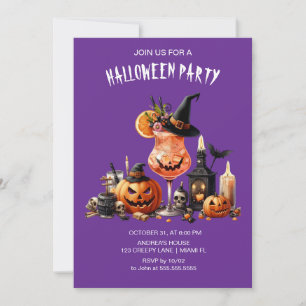 Invitation Cocktails gothiques violets Halloween
