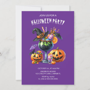 Invitation Cocktails gothiques violets Halloween