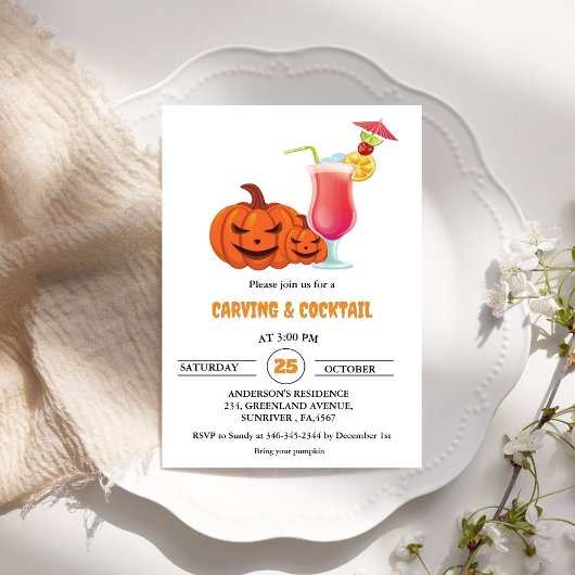 Invitation Cocktails Halloween et Soirée des adultes