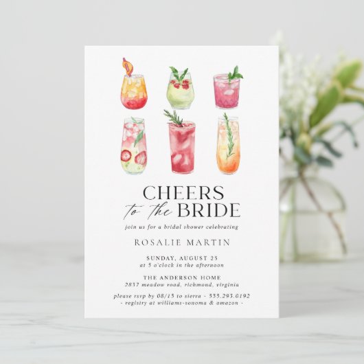 Invitation Cocktails mignons | Fête des mariées d'été simple (Debout devant)