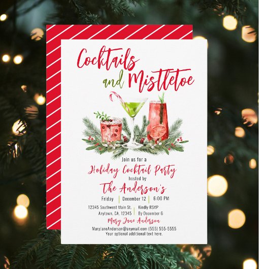 Invitation Cocktails & Mistletoe Festive Boissons Festives
