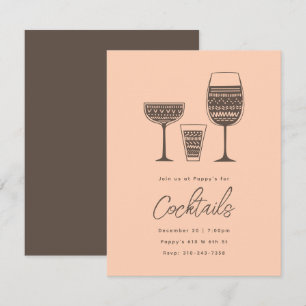 Invitation Cocktails Motifs Peach Cocktail Party