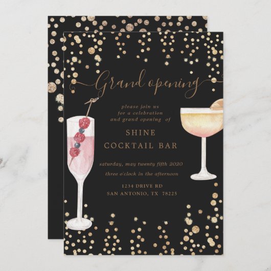 Invitation cocktails mousseux ouverture grandiose (Devant / Derrière)