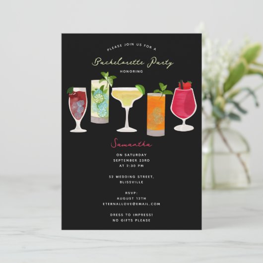 Invitation Cocktails Party Boissons Bachelorette Party (Debout devant)